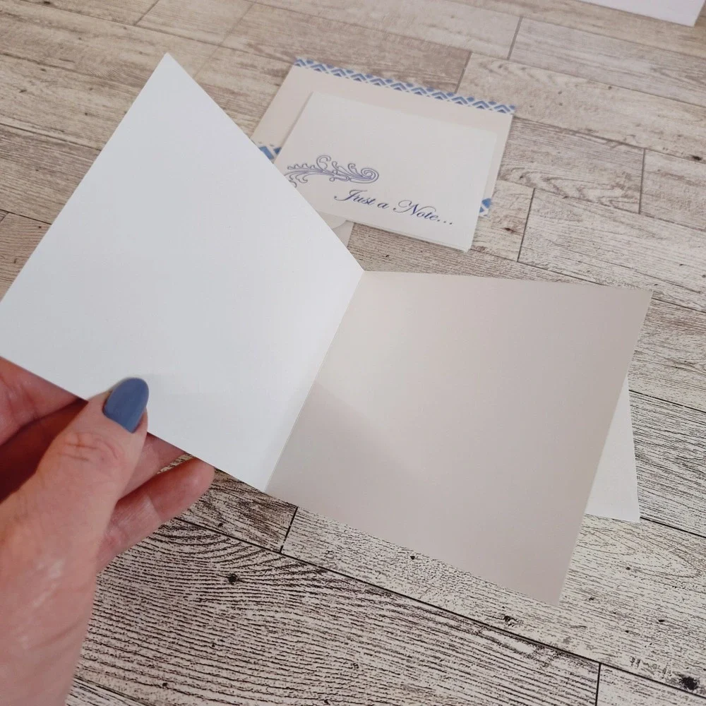 Just a Note Stationery Cards with Envelopes Blue‎ Design Blank Inside Set of 3